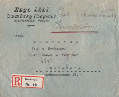 DR R-Brief Mif Minr.4x 322, 4x 324 Bamberg 10.11.23 Gel. Nach Nürnberg - Briefe U. Dokumente