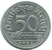 50 PFENNIG 1922 C ALLEMAGNE Pièce GERMANY #AD679.9.F.A - 50 Rentenpfennig & 50 Reichspfennig