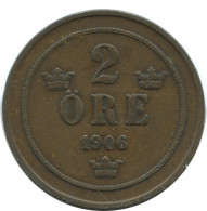 2 ORE 1906 SUÈDE SWEDEN Pièce #AC980.2.F.A - Svezia