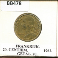 20 CENTIMES 1962 FRANKREICH FRANCE Französisch Münze #BB478.D.A - 20 Centimes