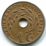 1 CENT 1945 P NETHERLANDS EAST INDIES INDONESIA Bronze Colonial Coin #S10432.U.A - Dutch East Indies