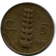 5 CENTESIMI 1921 ITALY Coin Vittorio Emanuele III #AX921.U.A - 1900-1946 : Victor Emmanuel III & Umberto II
