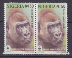 Nigeria 2008 Mi. 811, 150 N Weltweiter Naturschutz WWF Panda Issue Cross-River-Gorilla Gorilla Pair Of MNG(*)/(o) - Nigeria (1961-...)