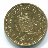 1 GULDEN 1993 NETHERLANDS ANTILLES Aureate Steel Colonial Coin #S12168.U.A - Nederlandse Antillen