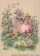 EASTER CHICKEN EGG Vintage Postcard CPSM #PBO816.A - Pâques