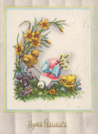 PASQUA POLLO UOVO Vintage Cartolina CPSM #PBO703.A - Pâques