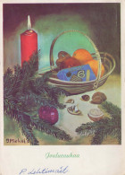 Neujahr Weihnachten KERZE Vintage Ansichtskarte Postkarte CPSM #PAV616.A - Nouvel An