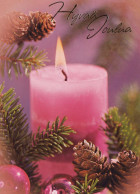 Neujahr Weihnachten KERZE Vintage Ansichtskarte Postkarte CPSM #PAV561.A - Nouvel An