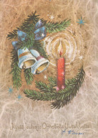 Happy New Year Christmas BELL CANDLE Vintage Postcard CPSM #PAV392.A - Nouvel An