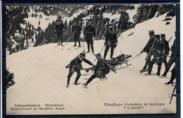 10818 Armée Suisse - Mitrailleurs D'infanterie De Montagne - A La Descente - Gewehrtransport Auf Skischlitten, Bergab - Maniobras