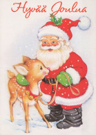 PÈRE NOËL Animaux NOËL Fêtes Voeux Vintage Carte Postale CPSM #PAK527.A - Santa Claus