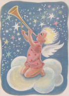 ANGE Bonne Année Noël Vintage Carte Postale CPSM #PAS717.A - Engelen