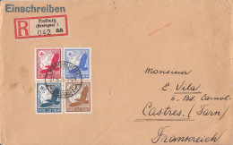 DR R-Brief Mif Minr.530,531,532,533 Freiburg 27.5.35 Gel. Nach Frankreich - Covers & Documents