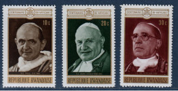 Rwanda, **, Yv 400, 401, 402, Mi 431A, 432A, 433A, Paul VI, Jean XXlll, Pie Xll, - Unused Stamps
