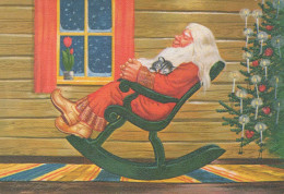 PAPÁ NOEL Feliz Año Navidad Vintage Tarjeta Postal CPSM #PBL119.A - Santa Claus