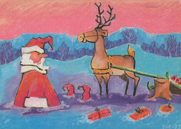 WEIHNACHTSMANN SANTA CLAUS Neujahr Weihnachten HIRSCH Vintage Ansichtskarte Postkarte CPSM #PBB226.A - Santa Claus