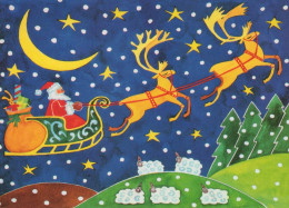 SANTA CLAUS Happy New Year Christmas DEER Vintage Postcard CPSM #PBB167.A - Santa Claus