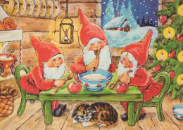 PÈRE NOËL Bonne Année Noël GNOME Vintage Carte Postale CPSM #PBA919.A - Santa Claus