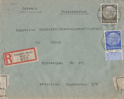 DR R-Brief Mif Minr.522 UR, 523 Frankfurt 9.10.36 Gel. In Schweiz Devisenkontrolle - Covers & Documents