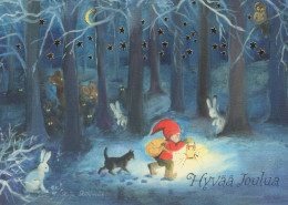 SANTA CLAUS Happy New Year Christmas GNOME Vintage Postcard CPSM #PBL913.A - Santa Claus