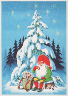 BABBO NATALE Buon Anno Natale GNOME Vintage Cartolina CPSM #PBL770.A - Santa Claus