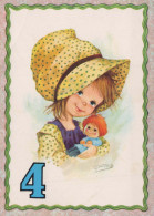 FELIZ CUMPLEAÑOS 4 Año De Edad CHICA NIÑOS Vintage Tarjeta Postal CPSM #PBT967.A - Birthday