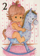 FELIZ CUMPLEAÑOS 2 Año De Edad CHICA NIÑOS Vintage Tarjeta Postal CPSM #PBT832.A - Anniversaire