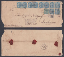 Inde India 1860's Used Registered Cover East India Queen Victoria Stamps, Half Anna Block Of 10, Lucknow, M-7 Postmark - 1858-79 Kronenkolonie