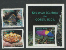 Costa Rica:Unused Stamps And Block Fishes, 1994, MNH - Poissons