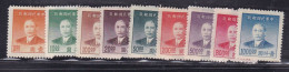 Chine 1949 Dr.SYS DahTung Printing Set Of 9 Mint P14 SG1152/1160 - 1912-1949 Republik