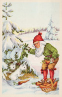 WEIHNACHTSMANN SANTA CLAUS Neujahr Weihnachten GNOME Vintage Ansichtskarte Postkarte CPSMPF #PKD944.A - Kerstman