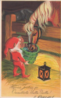 BABBO NATALE Buon Anno Natale GNOME Vintage Cartolina CPSMPF #PKD877.A - Santa Claus