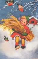 Bonne Année Noël ENFANTS Vintage Carte Postale CPSMPF #PKD443.A - New Year