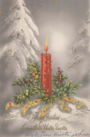 Buon Anno Natale CANDELA Vintage Cartolina CPSMPF #PKD007.A - New Year