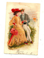 Carte Couple Souvenir  Cachet - Koppels