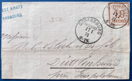 ALSACE LORRAINE Lettre N°5 Oblitéré CAD Allemand STRASSBURG IM ELSSAS Du 17 1 1871 Pour DUTTLENHEIM SUPERBE - Lettres & Documents
