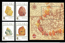 Poland 1993 "Amber Route", Insect In Amber, Prehistoric Animal, Minerals - Préhistoriques