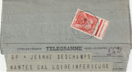 T. à D. De NANTES CENTRAL (Loire Inférieure) -  Sur Télégramme Taxé à 10F. ((T. 86) TB. - Telegraph And Telephone