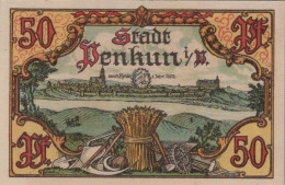 50 PFENNIG 1921 Stadt PENKUN Pomerania UNC DEUTSCHLAND Notgeld Banknote #PB517 - [11] Emisiones Locales