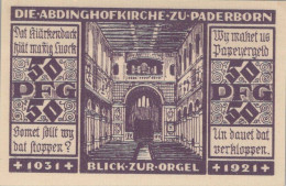 50 PFENNIG 1921 Stadt PADERBORN Westphalia DEUTSCHLAND Notgeld Banknote #PF959 - [11] Emisiones Locales