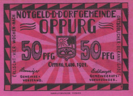 50 PFENNIG 1921 Stadt OPPURG Thuringia DEUTSCHLAND Notgeld Banknote #PF391 - Lokale Ausgaben