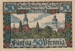 50 PFENNIG 1921 Stadt OHRDRUF Saxe-Coburg And Gotha UNC DEUTSCHLAND #PJ072 - Lokale Ausgaben