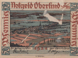 50 PFENNIG 1921 Stadt OBERLIND Thuringia DEUTSCHLAND Notgeld Banknote #PF413 - Lokale Ausgaben