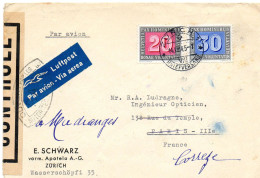 SUISSE-FRANCE. 1945. CENSURE "PAY" PARIS - Poststempel