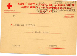 SUISSE.1940. OFFICIER FRANCAIS PRISONNIER EN ALLEMAGNE. CROIX-ROUGE INTERNATIONALE GENEVE. (fiche 262 TER) - Marcofilie