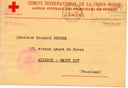 SUISSE-FRANCE.1941. EGYPTE. TRANSMISSION MESSAGE FAMILIAL CROIX-ROUGE (fiche 520).  - Poststempel