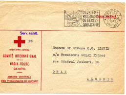 SUISSE-ALGERIE.1942. SERVICE SANITAIRE. .AGENCE PRISONNIERS DE GUERRE GENEVE VIA ORAN - Postmark Collection