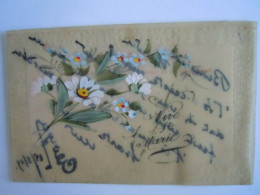 Cpa Fantaisie Carte Celluloid Fleurs Peint à La Main Bloemen Ste Marie Circulée 1919 (702) - Flowers