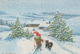 BABBO NATALE CANE Natale Vintage Cartolina CPSM #PAK999.IT - Santa Claus