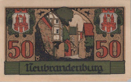 50 PFENNIG 1922 Stadt NEUBRANDENBURG Mecklenburg-Strelitz UNC DEUTSCHLAND #PI795 - Lokale Ausgaben